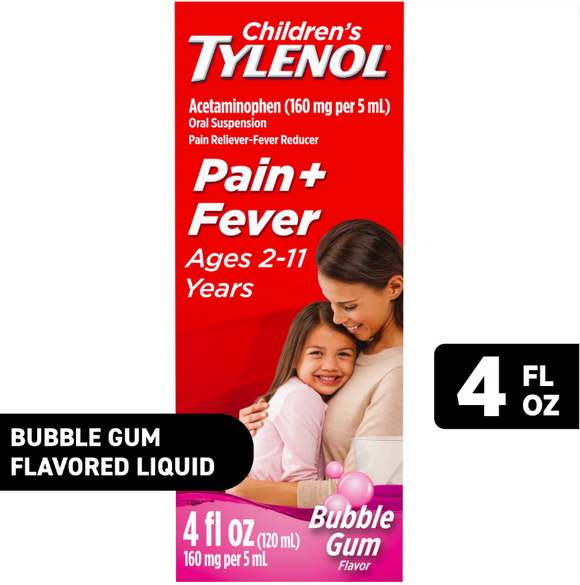 Tylenol para Niños de 2-11 Años - Sabor a Bubble Gum 4 fl oz