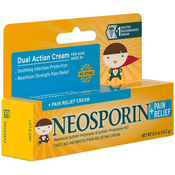 Neosporin antibiótico y alivio del dolor en crema para niños - 0.5 oz